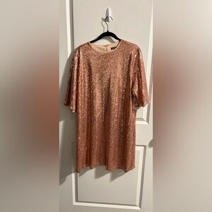 Boohoo Shimmering Rose Gold Sequin Mini Dress